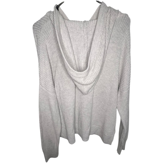 Rachel Zoe Beige Cozy Slouchy Hooded Knit Sweater With Buttons - Picture 5 of 6